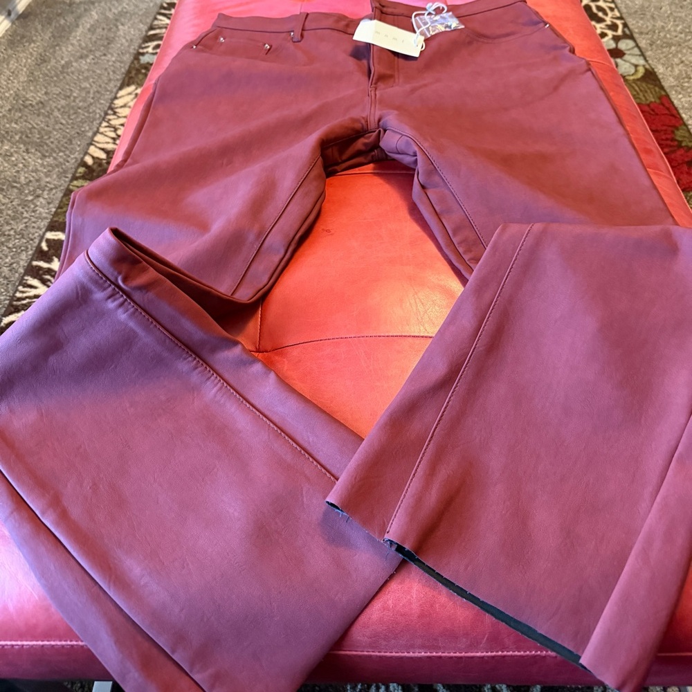 Mnml Burgundy Leather style Pants size 40